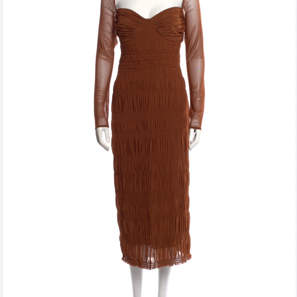 Self-Portrait Brown Tiered Sheath Cocktail Dress